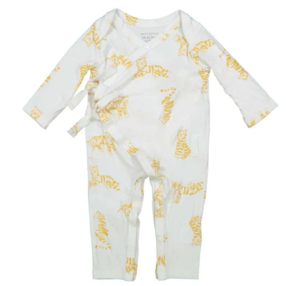 Petit Peony The Georgie - Kyle’s Tigers & Knotted Hat 3-6 Months White & Yellow